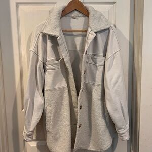 Cozy Sherpa Shacket Jacket - Cream